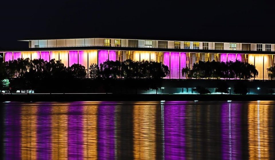 DC Landmarks Lit Up In Purple And Gold To Celebrate The 19th Amendment Centennial Last Night