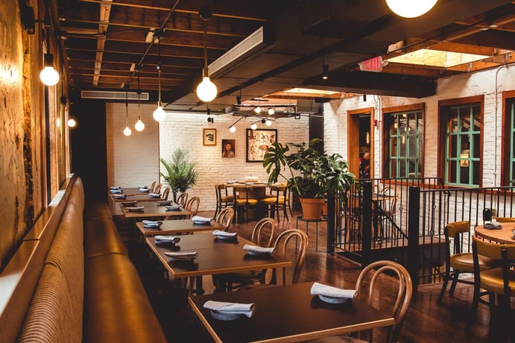 Warm and wooden interiors at Korean eat Anju in DC